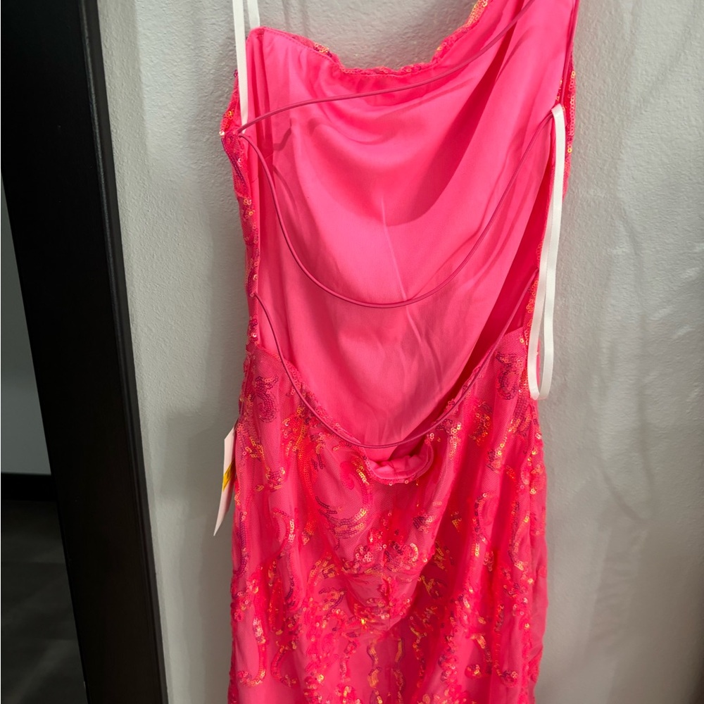 pink glitter hoco dress